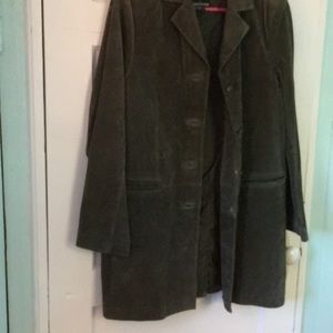 Dennis Basso green suede car coat small